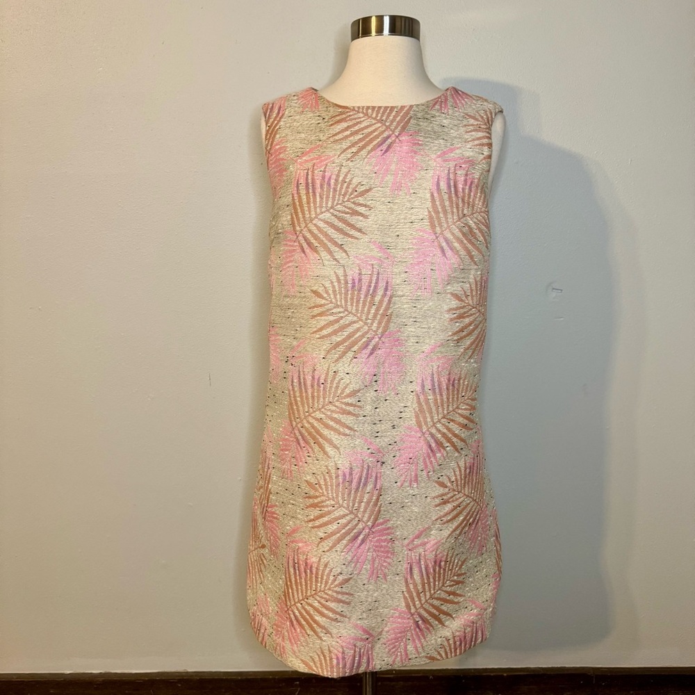 Frnch Sheath Dress Size Medium pink palm print sheath shift